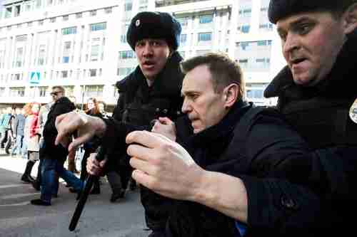 Opposition leader Alexei Navalny arrested during Sunday's protests (EPA)
