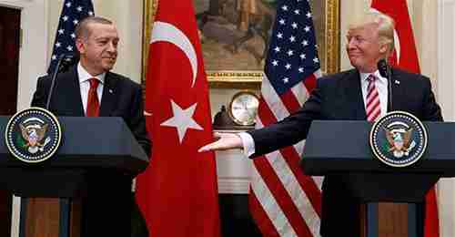 Erdogan and Trump after their meeting on Tuesday (AP)