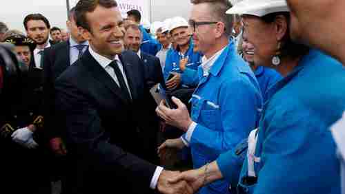 Emmanuel Macron visits STX shipyard in May during election campaign (Reuters)