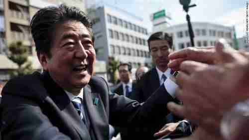 Japan's Shinzo Abe campaigning (CNN)