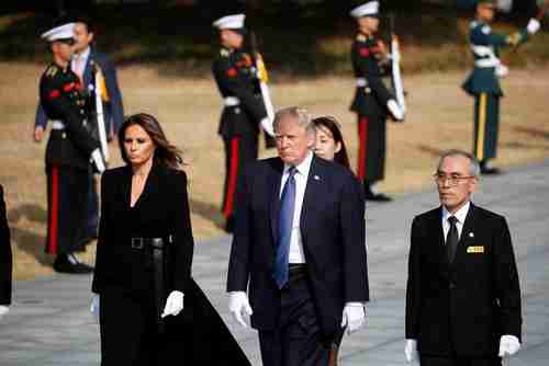 Donald and Melania Trump in South Korea on Wednesday (Reuters)