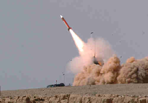 A Patriot Missile launched in southern Israel on Friday afternoon hit an incoming Syrian drone as it crossed the border into Israel (Reuters)