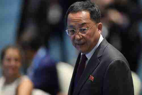 North Korea foreign minister Ri Yong Ho slammed the Trump administration for refusing to lift sanctions (AFP)