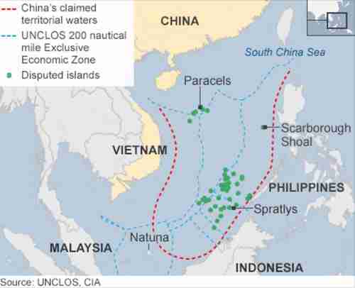 China's 'nine-dash line' encompasses the entire South China Sea, going as far away as Indonesia's Natuna Island, which is nowhere near China (BBC)